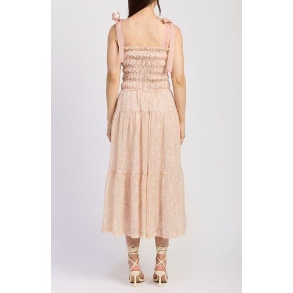 EN SAISON Geraldine Smocked Tie Strap Maxi Dress - Natural size S NWT - Picture 5 of 10